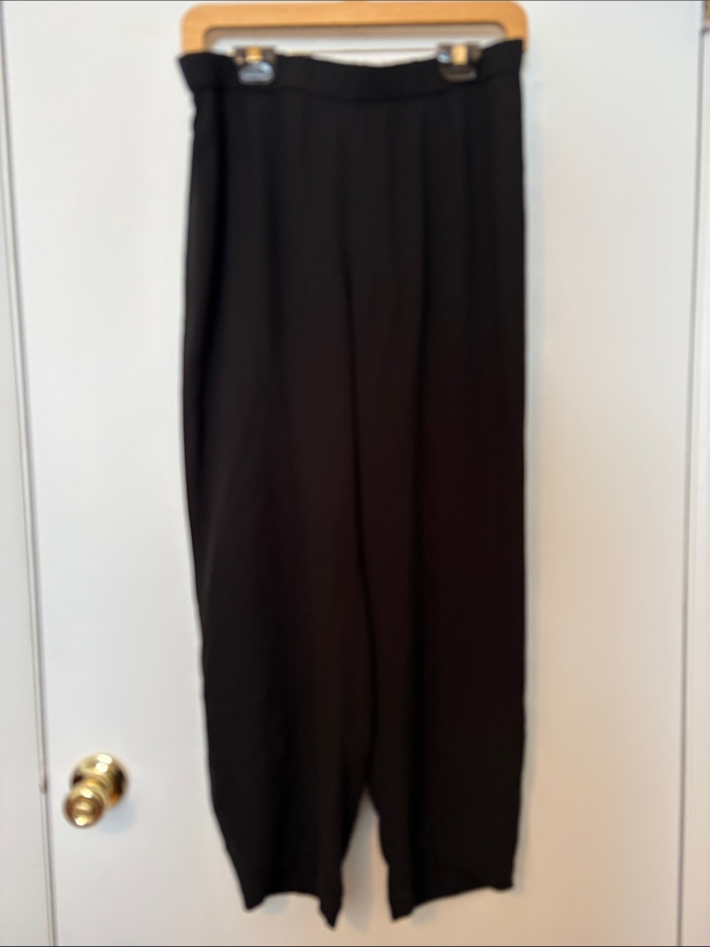 Eileen Fisher Black Wide-Leg Silk Pants